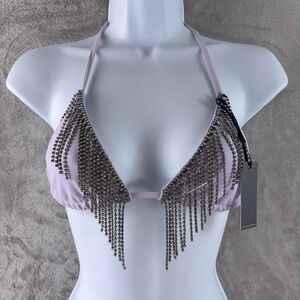 Lovers + Friends Bikini Starlight Top Womens Size XS‎ Lavender Rhinestone Swim